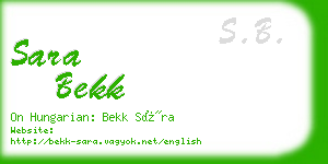 sara bekk business card